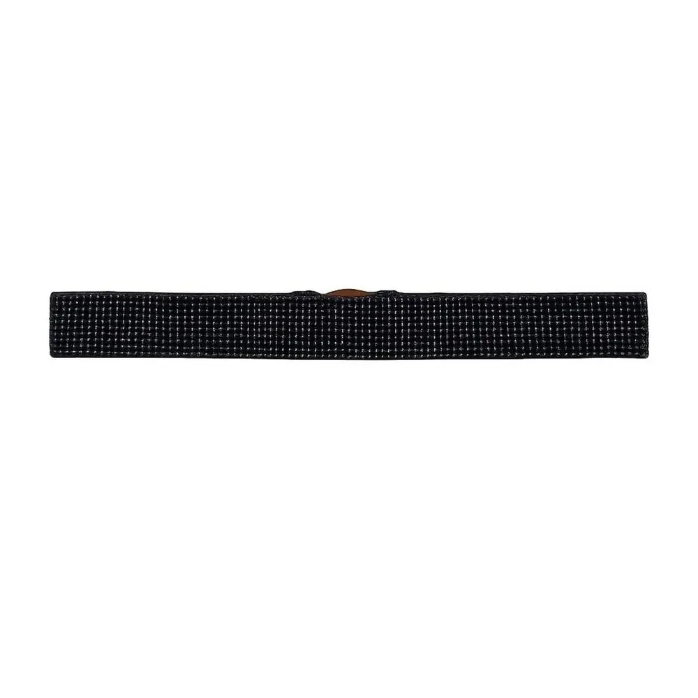 Vintage Black Beaded Stretch Belt Wooden Buckle Boho Resort Waist Belt
